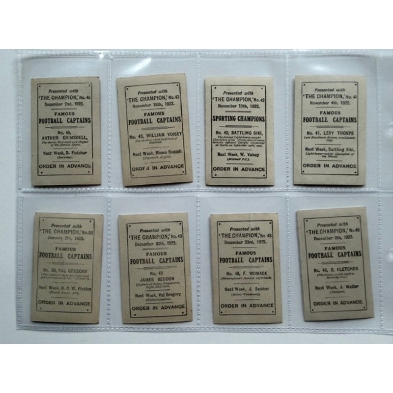 1922 Sporting Champions 30 Card Set Boxing, Horse Racing, Football Benny Leonard, Battling Siki, Kid Lewis