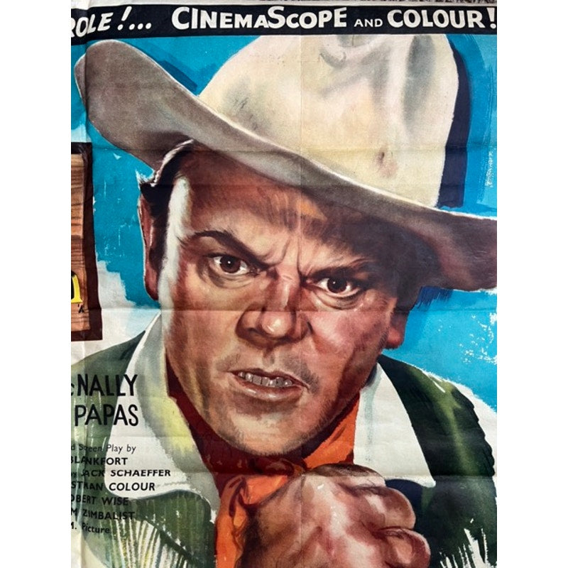 Original 1956 UK British Quad from Tribute to a Bad Man Starring James Cagney Western Vintage Movie Poster Jimmy Cagney Hollywood Cowboy