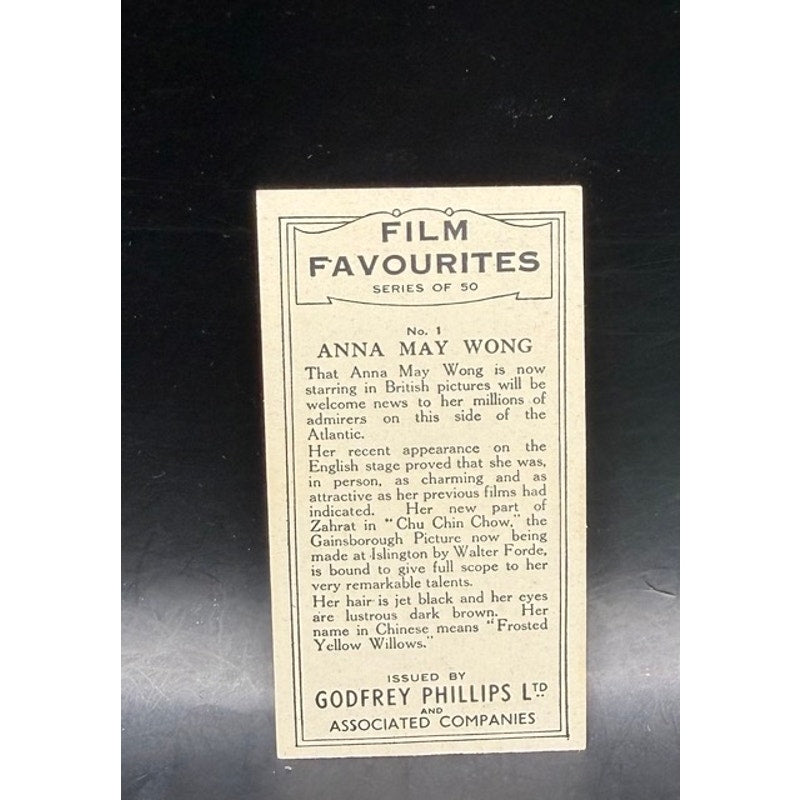 1934 Godfrey Phillips Anna May Wong Film Favourites, Piccadilly, Toll of the Sea, Shanghai Express, Daughter of the Dragon, Hollywood