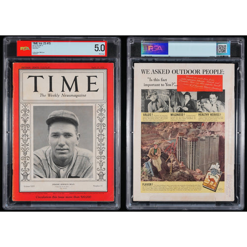 1935 Dizzy Dean Time Magazine PSA 5, Gashouse Gang, St. Louis Cardinals, Newsstand, Baseball, MLB, HOF World Series Champ