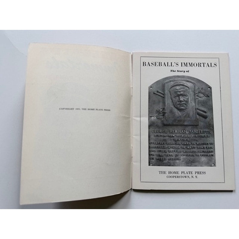 RARE 1953 Baseball's Immortals Babe Ruth Booklet Hall of Fame New York Yankees, Bambino, Sultan of Swat, Boston Red Sox, Brooklyn Dodgers
