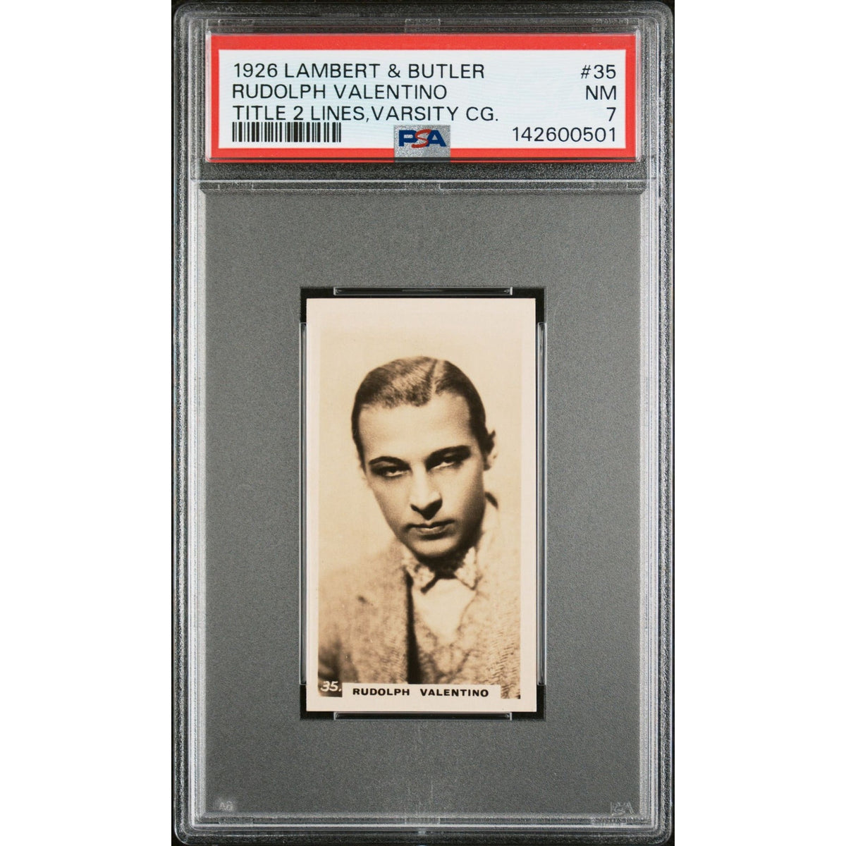 RARE Lambert & Butler Varsity 1926 Rudolph Valentino PSA 7 Number 35 Highest Graded, The Sheik, Blood and Sand, A Sainted Devil, Young Rajah