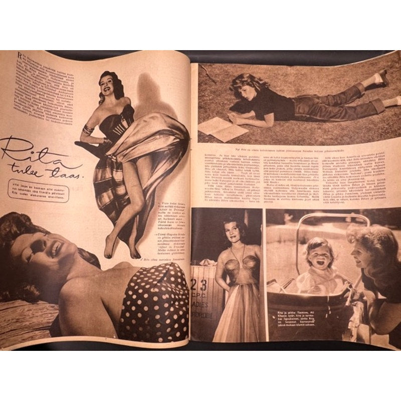 RARE 1952 Finnish Rita Hayworth Magazine Joan Collins, Gilda, Blood and SandRARE 1952 Finnish Rita Hayworth Magazine Joan Collins, Gilda, Blood and Sand, Rita Cansino, Pay Joey, Down to Earth, Cover Girl, Hollywood