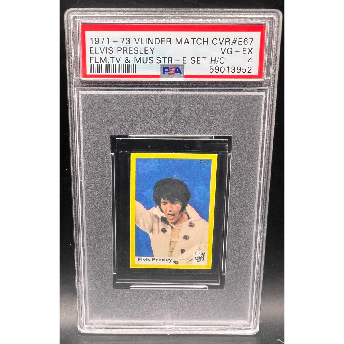 RARE 1971-73 Vlinder Match Elvis Presley PSA 4 Highest Grade King TCB Elvis Card, Thats the Way It Is, Las Vegas, Suspicious Minds