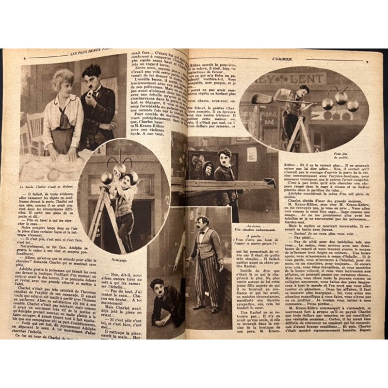 RARE 1930 Mon Cine Charlie Chaplin Magazine The Pawnshop Charles Chaplin Films, The Kid, Gold Rush, City Lights, Modern Times