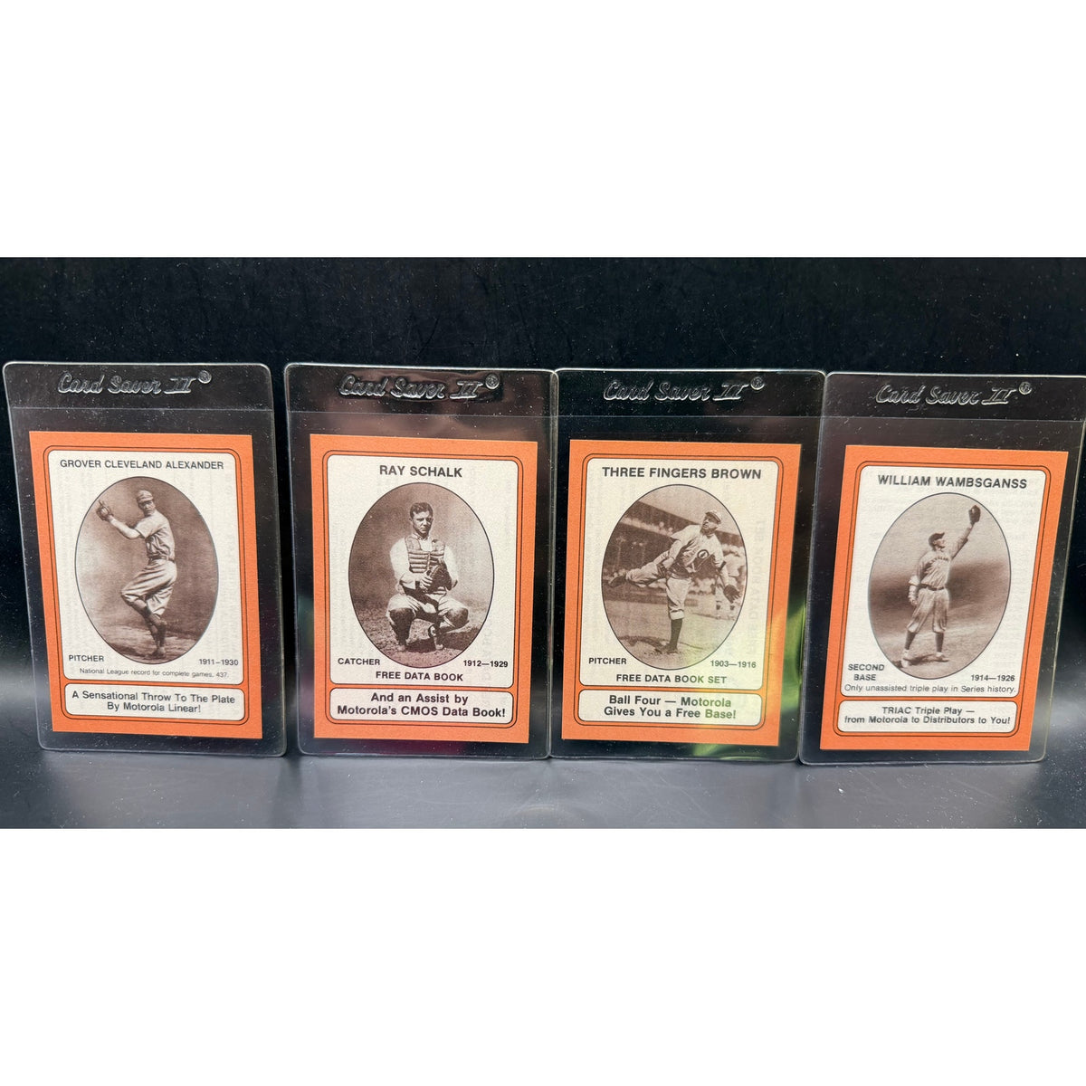 4 - 1976 Motorola Baseball Cards Grover Cleveland Alexander, Three Fingers Brown, Ray Schalk, William Wambsganss, All Time Greats
