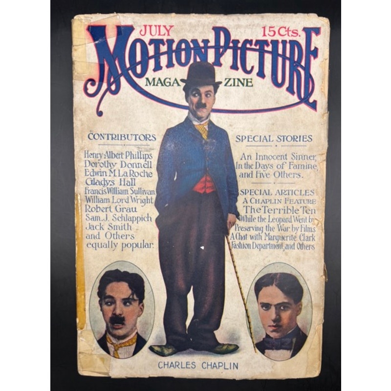 RARE 1915 Charlie Chaplin Magazine FIRST COVER Motion Picture, Charles Chaplin, The Kid, Gold Rush, City Lights, Modern Times, Hollywood