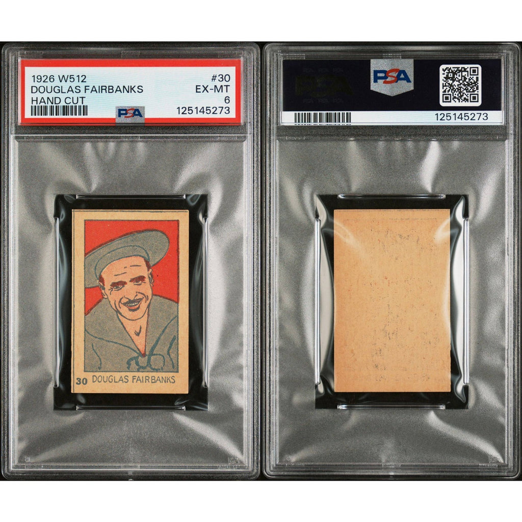 1926 W512 Douglas Fairbanks Strip Card PSA 6 EX-MT Thief of Bagdad, Mark of Zorro, Swashbuckler, Robin Hood, Three Musketeers, Iron Mask