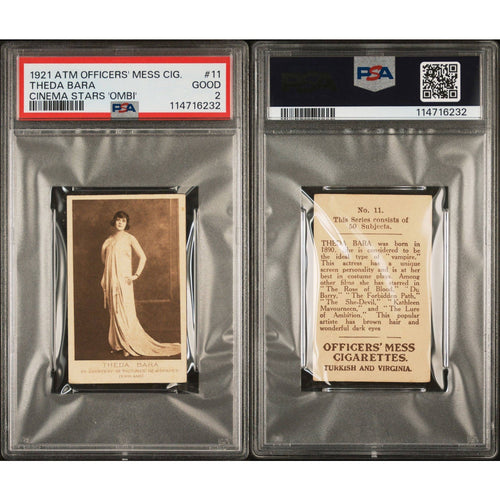 1921 ATM Officers Mess Cigarettes Theda Bara Tobacco Card PSA 2 Only One Graded! Vamp Cleopatra Salome