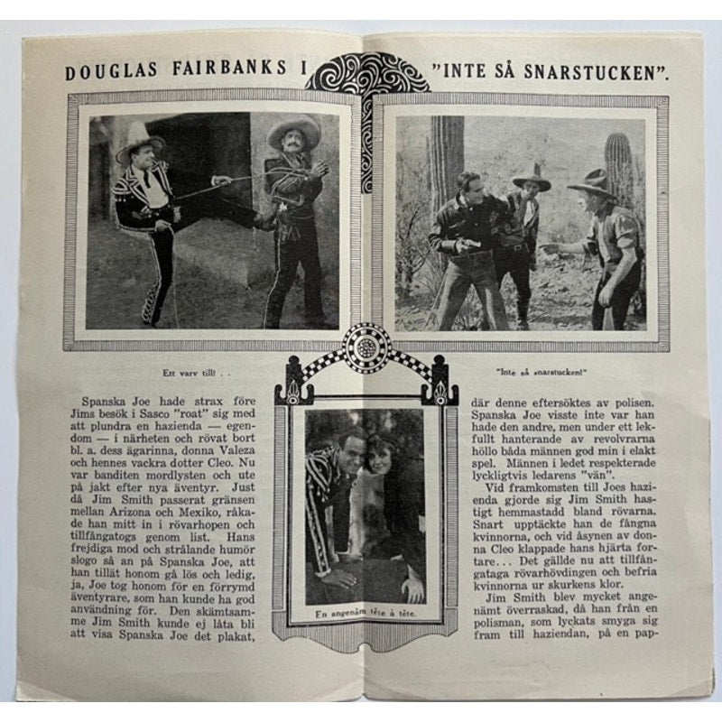 RARE Swedish 1920 Douglas Fairbanks Program from 1918 Headin South, Hollywood