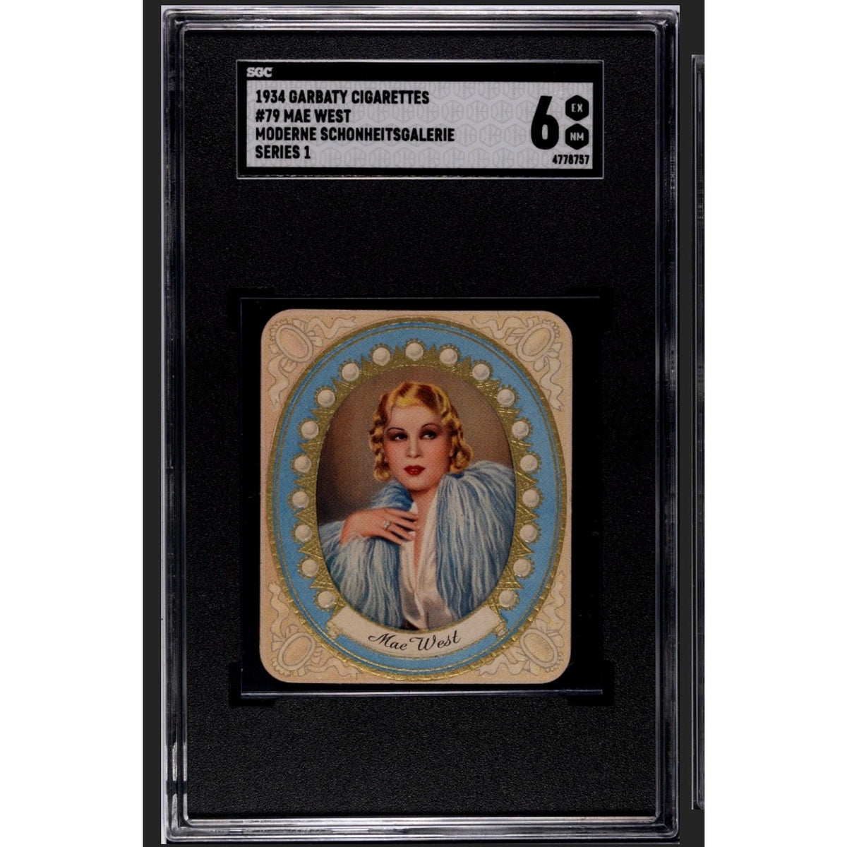 1934 Garbaty Cigarettes Mae West Moderne Schonheitsgalerie Series 1 SGC 6 Highest Grade! Only One Graded My Little Chickadee Hollywood