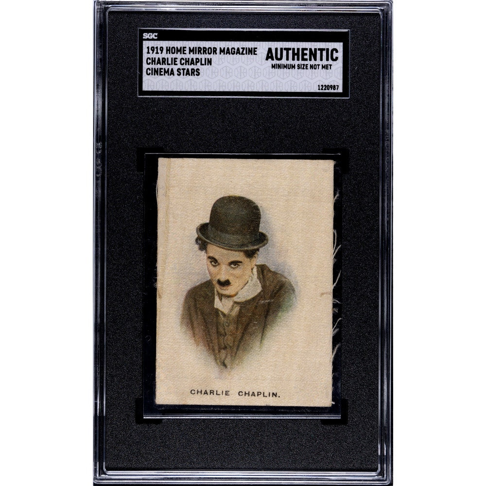 RARE 1919 Charlie Chaplin Silk Satin Card SGC Home Mirror Magazine ONLY One Graded, The Kid, Gold Rush, Modern Times, City Lights