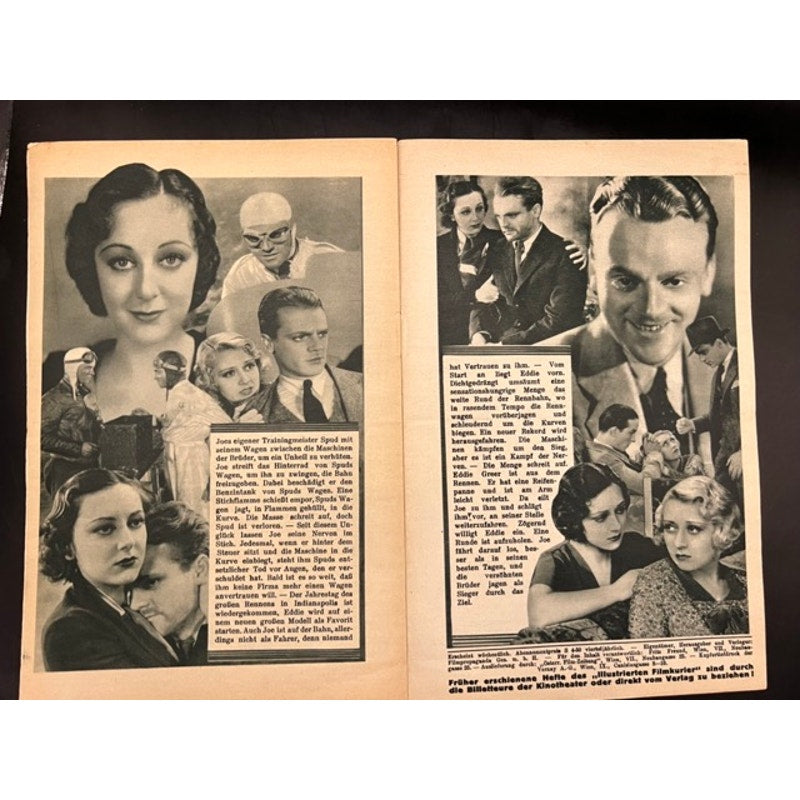 RARE German 1932 James Cagney Movie Program Herald The Crowd Roars, Race Car, Joan Blondell, Yankee Doodle Dandy, Public Enemy, Roaring 20s