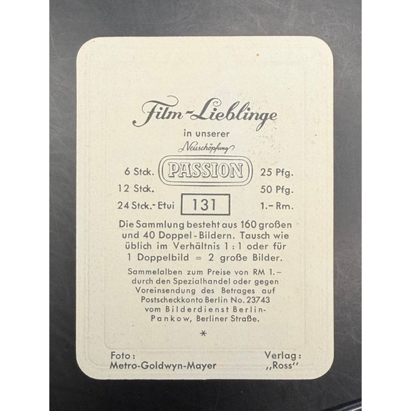 1937 Garbaty Clark Gable Film Lieblinge Card #131 Gone With the Wind, Misfits, Hollywood, Mutiny on the Bounty, It Happened One Night