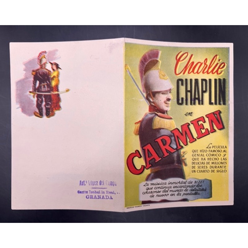 Spanish Charlie Chaplin Movie Herald Handbill A Burlesque on Carmen Hollywood, Charles Chaplin, Modern Times, City Lights, Gold Rush
