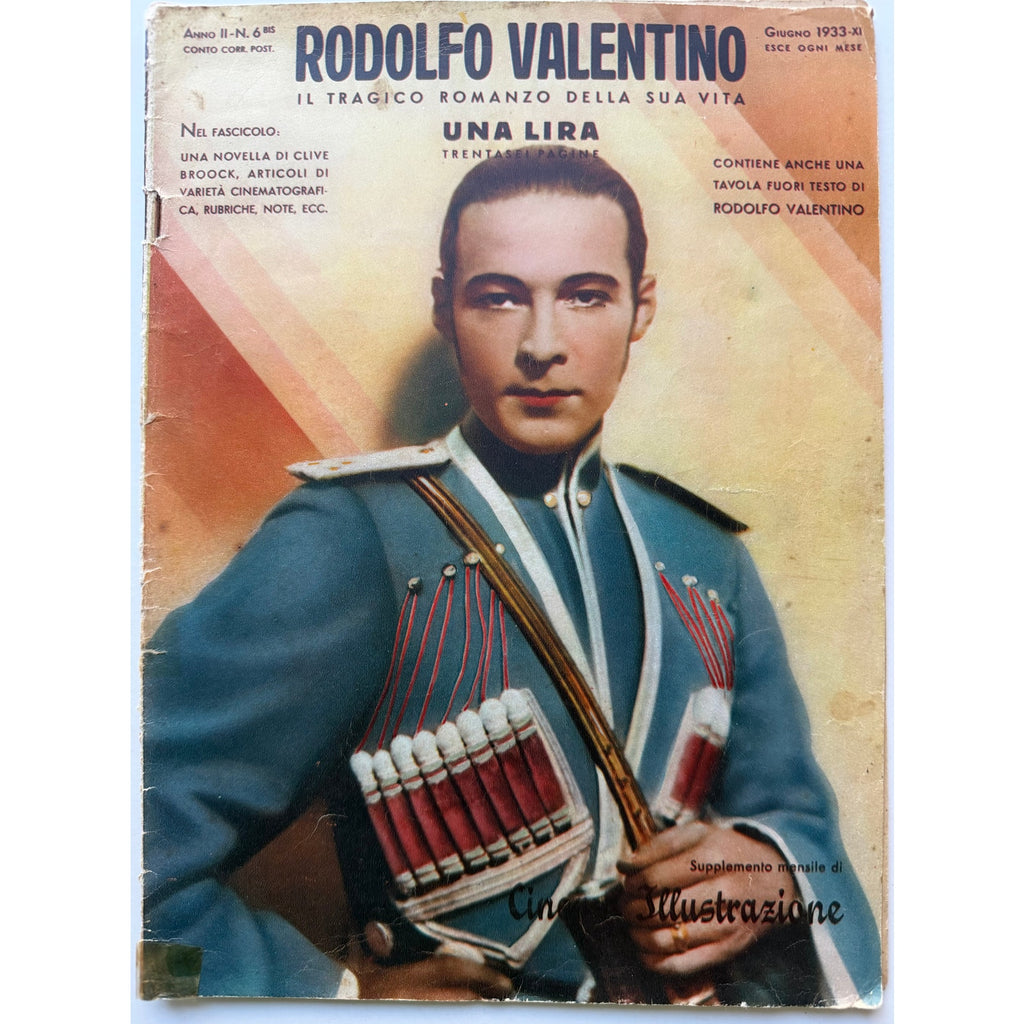 Rare 1933 Italian The Tragic Novel of His Life Rudolph Valentino Magazine Eagle, Son of the Sheik, Blood and Sand, Sainted Devil, Cobra