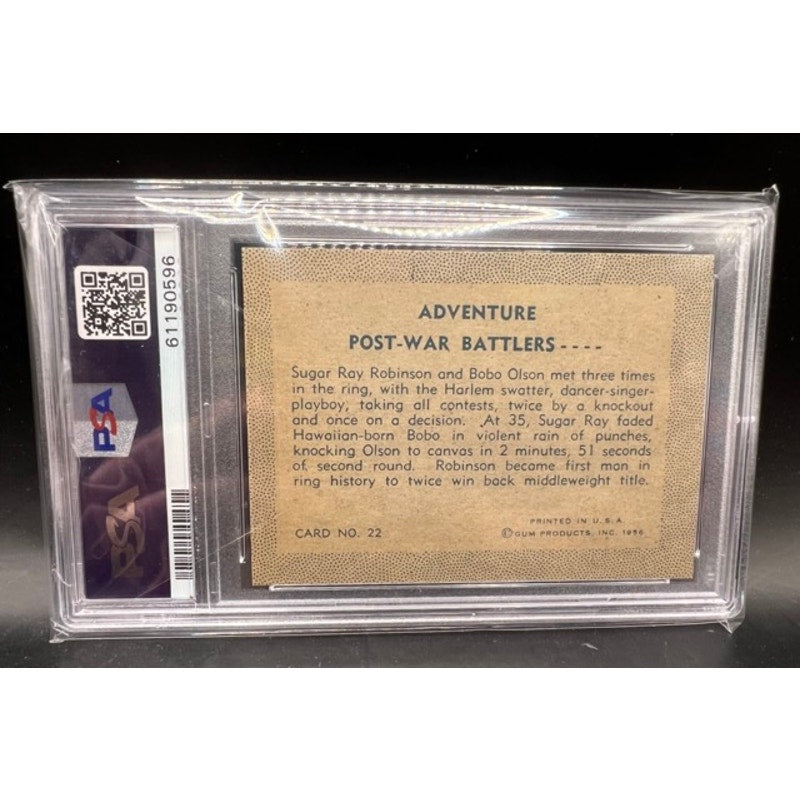 1956 Adventure Sugar Ray Robinson PSA 8, Centered Number 22 Boxing Champ HOF Fighter Greatest, Boxing Legend