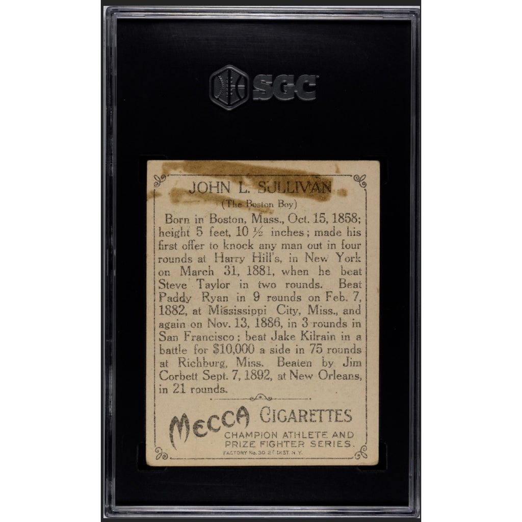 RARE 1908 Ogden's Cigarettes John L. Sullivan SGC 3 Boxing Boxer Pugilists & Wrestlers Heavyweight Champion Old Champ