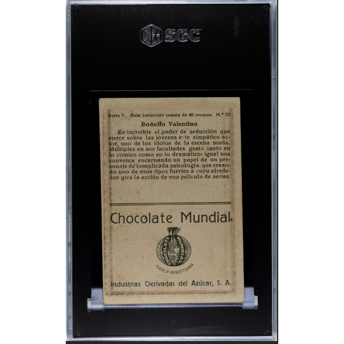 RARE Spanish Chocolate Mundial 1920s Rudolph Valentino Card SGC 3 Blood and Sand, Sheik, Sainted Devil, Beyond the Rocks, The Eagle