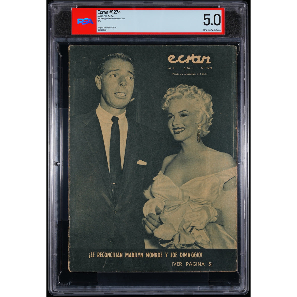 RARE 1955 Ecran Joe DiMaggio and Marilyn Monroe Magazine PSA 5 Highest Grade! New York Yankees, Baseball, Seven Year Itch, Some Like it Hot