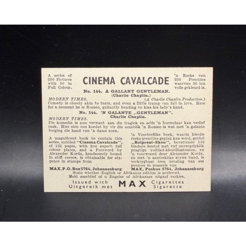 Cinema Cavalcade Charlie Chaplin Card Charles Chaplin Modern Times, Gold Rush, City Lights, Pay Day, Limelight, The Kid, A Dogs Life