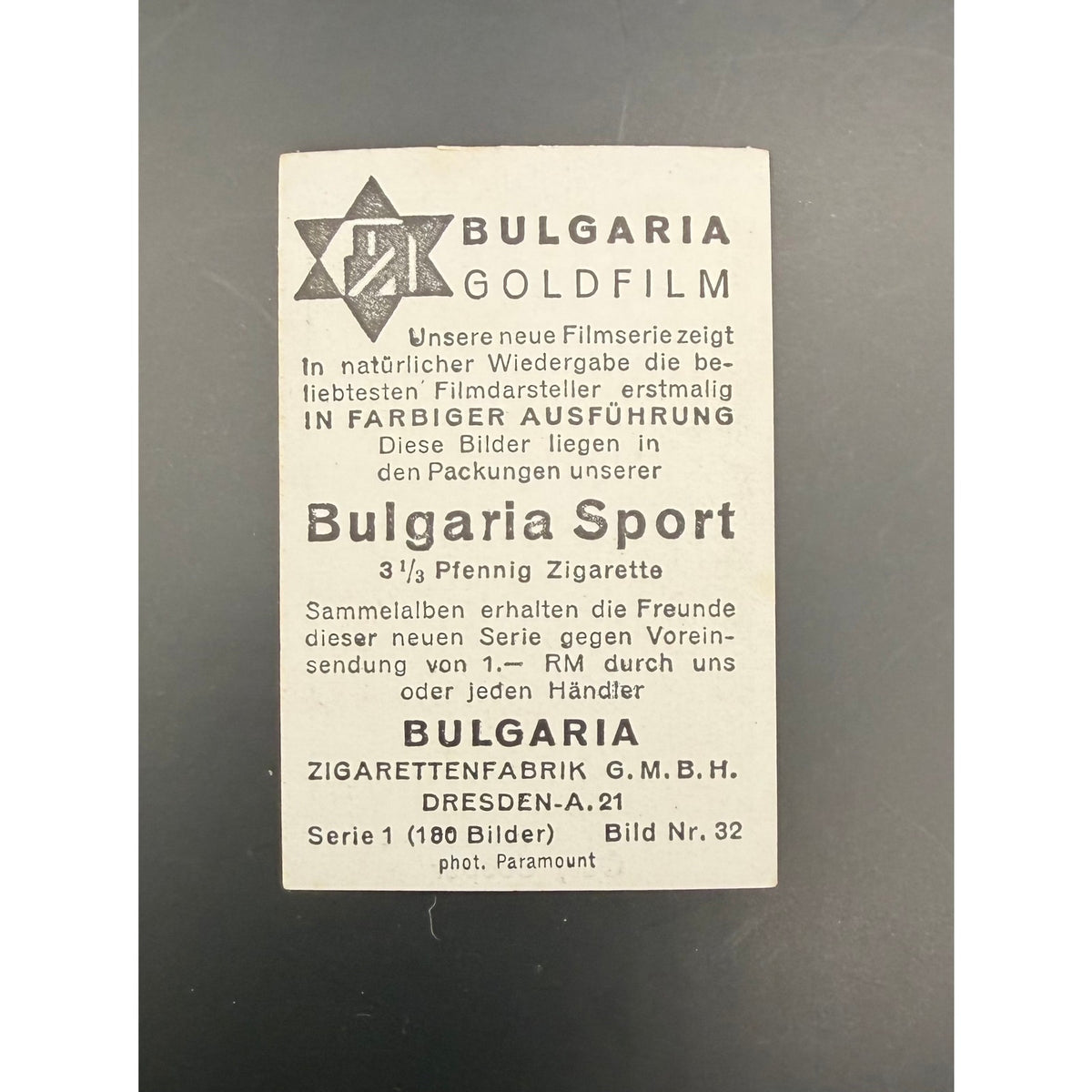 1930s Bulgaria Sport Gary Cooper Card, The Virginian, The Texan, Pride of the Yankees, Wings, High Noon, A Farewell to Arms, Mr. Deeds