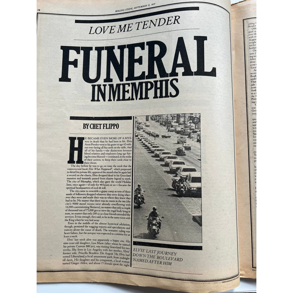 1977 Rolling Stone Elvis Presley Magazine Memorial Graceland, TCB, The King, Rockabilly, Jailhouse Rock, King Creole, Suspicious Minds