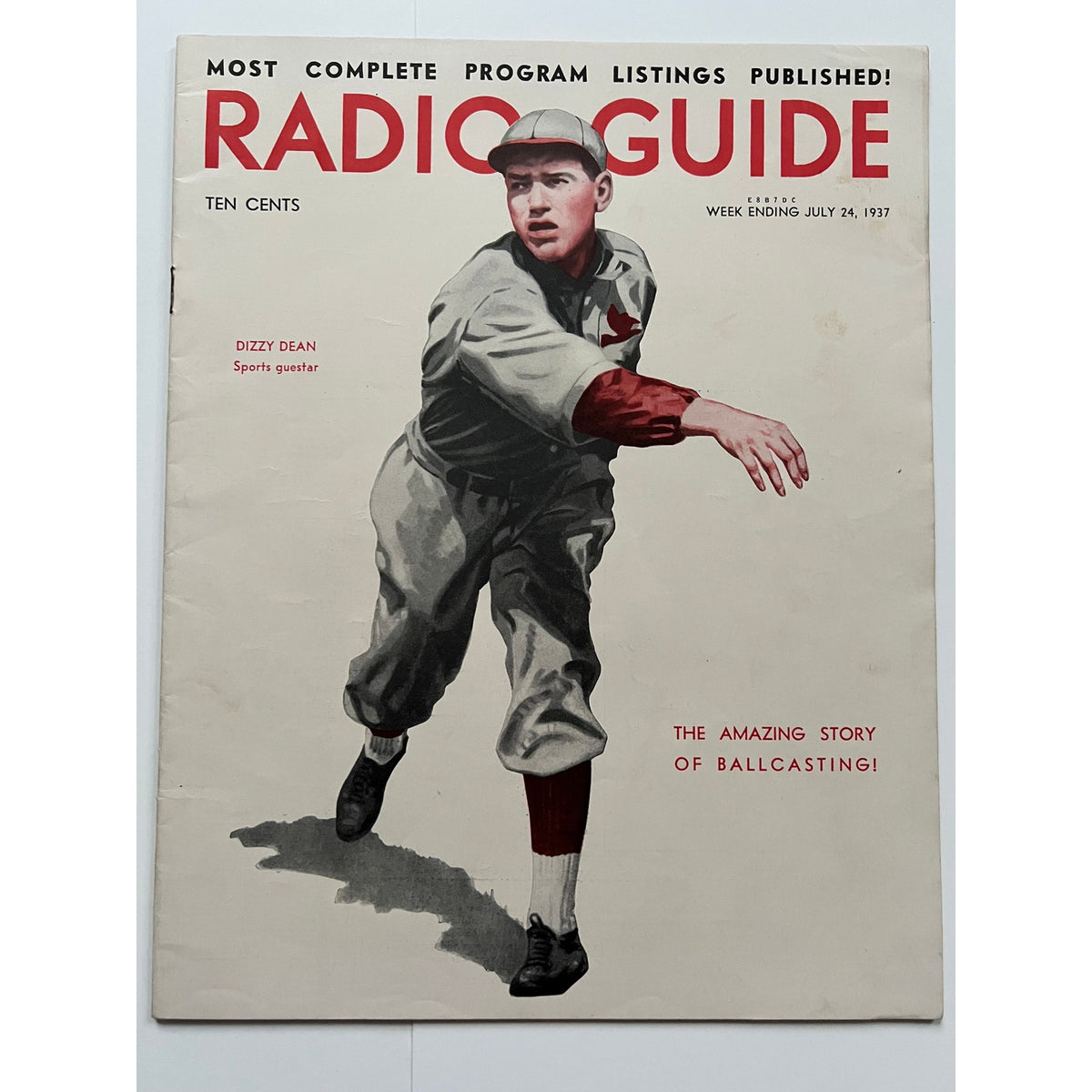EXCELLENT 1937 Dizzy Dean Magazine Radio Guide St. Louis Cardinals Gashouse Gang