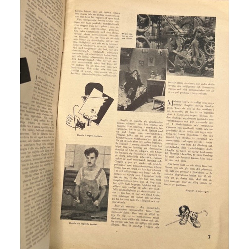 1936 Swedish People in Pictures Charlie Chaplin Magazine, Modern Times, Tramp, The Kid, Gold Rush, City Lights