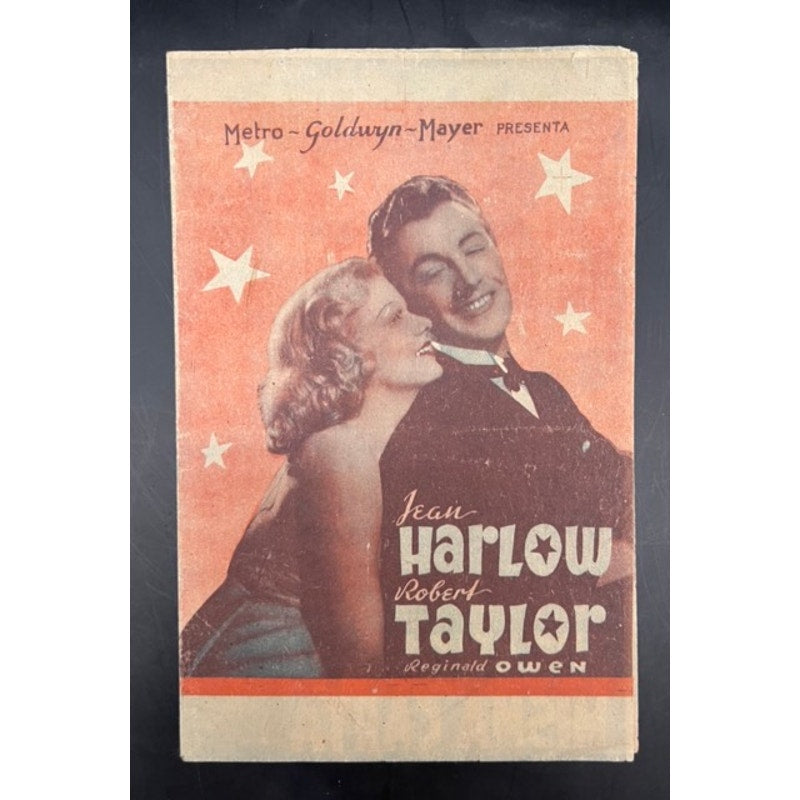 RARE 1937 Mexican Jean Harlow Movie Herald Personal Property Robert Taylor, Platinum Blonde, Dinner at Eight, Saratoga, Public Enemy