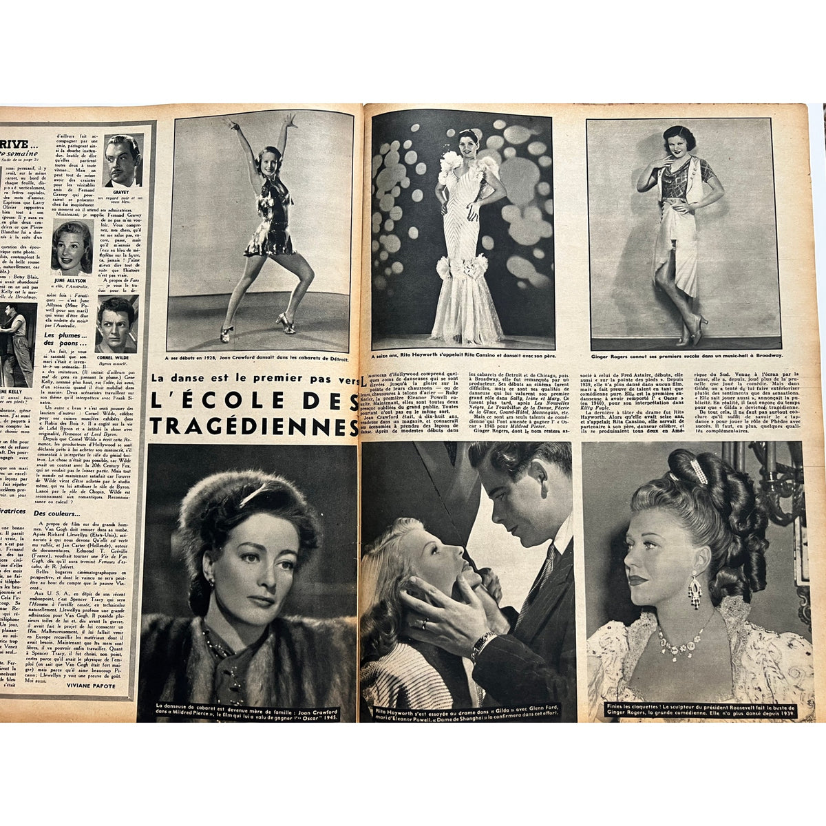 RARE Oversize 1946 French Joan Crawford Magazine Cinevie Grand Hotel, Sadie McKee, Baby Jane, Mildred Pierce, Berserk, Hollywood