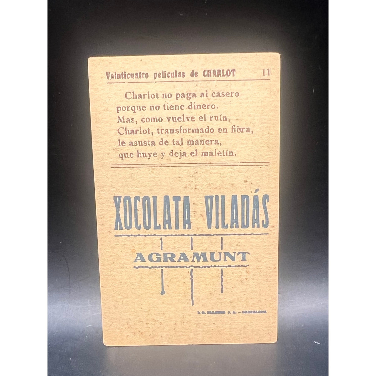 RARE Spanish 1920s Charlie Chaplin Chocolate Card Charles Chaplin, The Kid, Gold Rush, Modern Times, Limelight