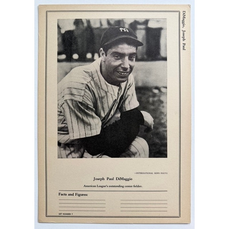 RARE 1946-48 Sports Exchange W603 Joe DiMaggio New York Yankees, Yankee Clipper, Joltin Joe, Yanks, Marilyn Monroe