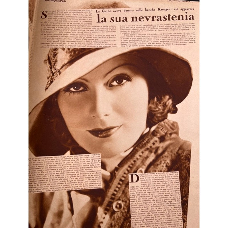 1932 Italian Charlie Chaplin Magazine America Indian, Garbo, The Kid, City Lights, Limelight, Modern Times, Monsieur Verdoux, Great Dictator