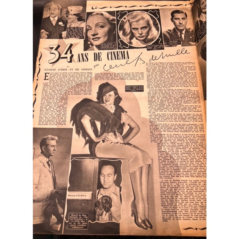 RARE French 1947 Shirley Temple, Laurel and Hardy Magazine Cine Revue, Hollywood