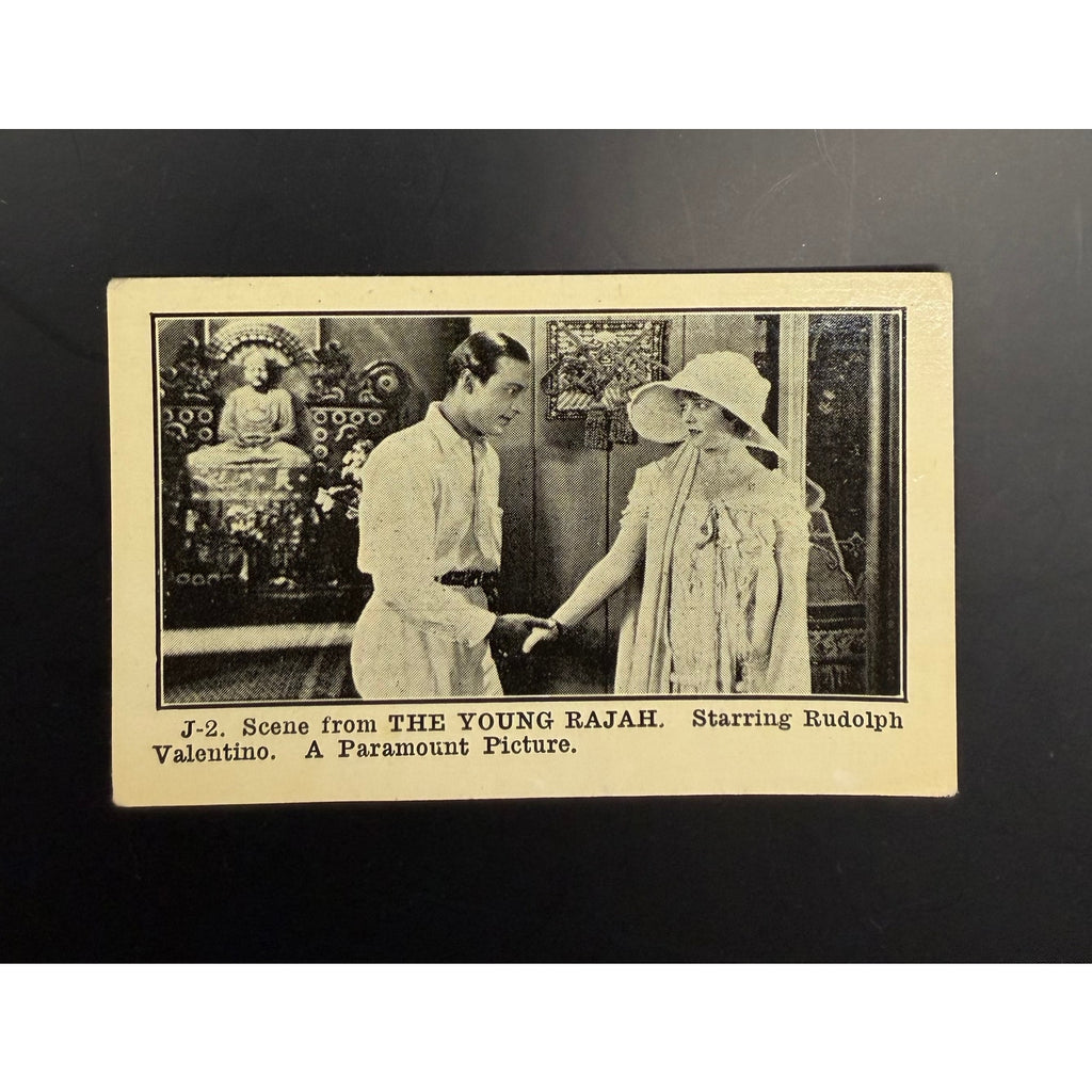 SUPER RARE Canadian 1924 Rudolph Valentino Telfer Biscuit Card The Young Rajah, The Sheik, Blood and Sand, Beyond the Rocks, Sainted Devil