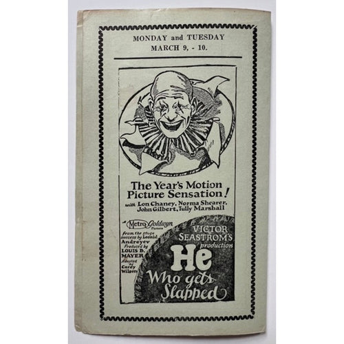 1925 Lon Chaney He Who Gets Slapped, London After Midnight, Phantom of the Opera Rudolph Valentino A Sainted Devil Program