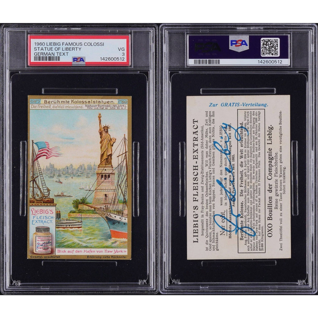RARE German 1906 Liebig Famous Colossi Statue of Liberty Card Only 5 Graded! New York Harbor, Lady Liberty