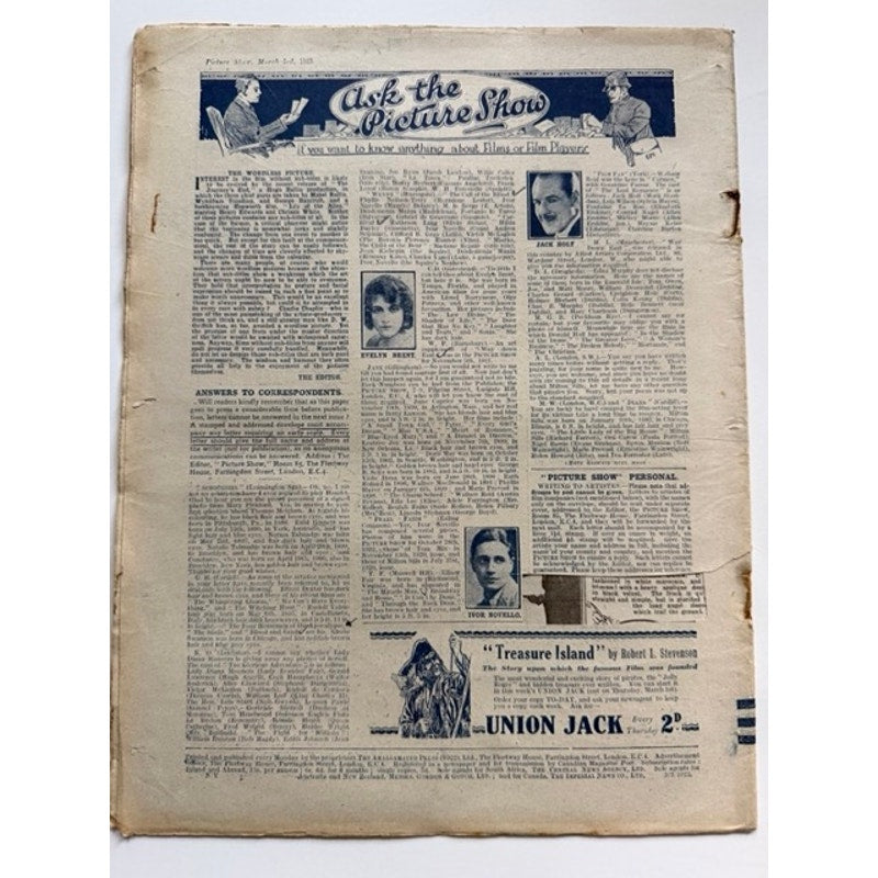 Rare 1923 UK Picture Show Rudolph Valentino Magazine Theda Bara, Hollywood, Pola Negri, Cleopatra, Salome, Sheik, Blood and Sand, Cobra