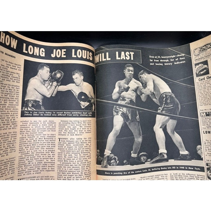 RARE 1949 Police Gazette Joe Louis Magazine Color Satchel Paige Rookie Boxing, Cleveland Indians