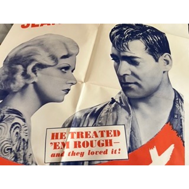 1963 Reissue 1932 Red Dust Folded Movie Poster 27x41 Jean Harlow Clark Gable