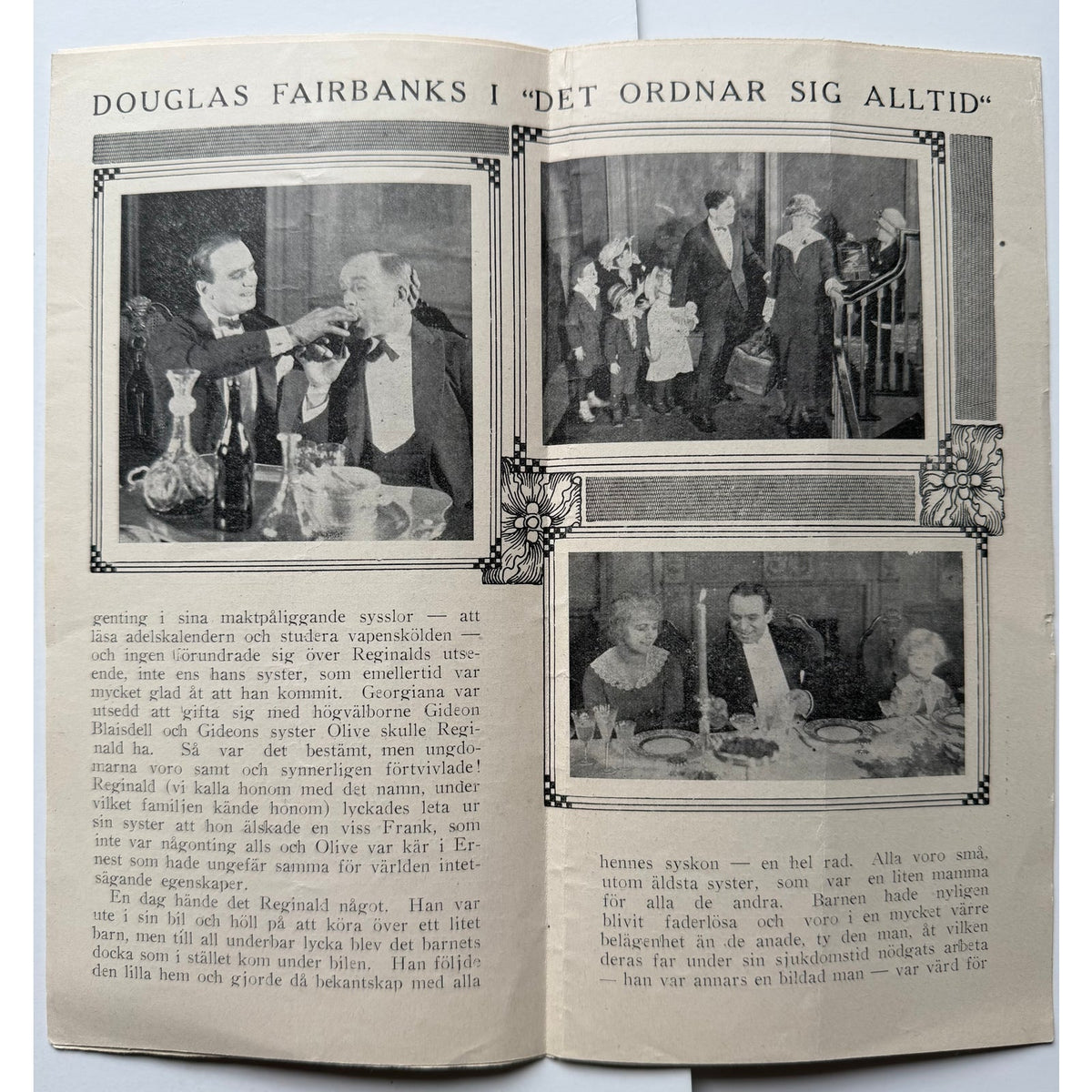 RARE Swedish 1919 Douglas Fairbanks Program, When the Clouds Roll By, Hollywood, Thief of Bagdad, Mark of Zorro, Three Musketeers Robin Good