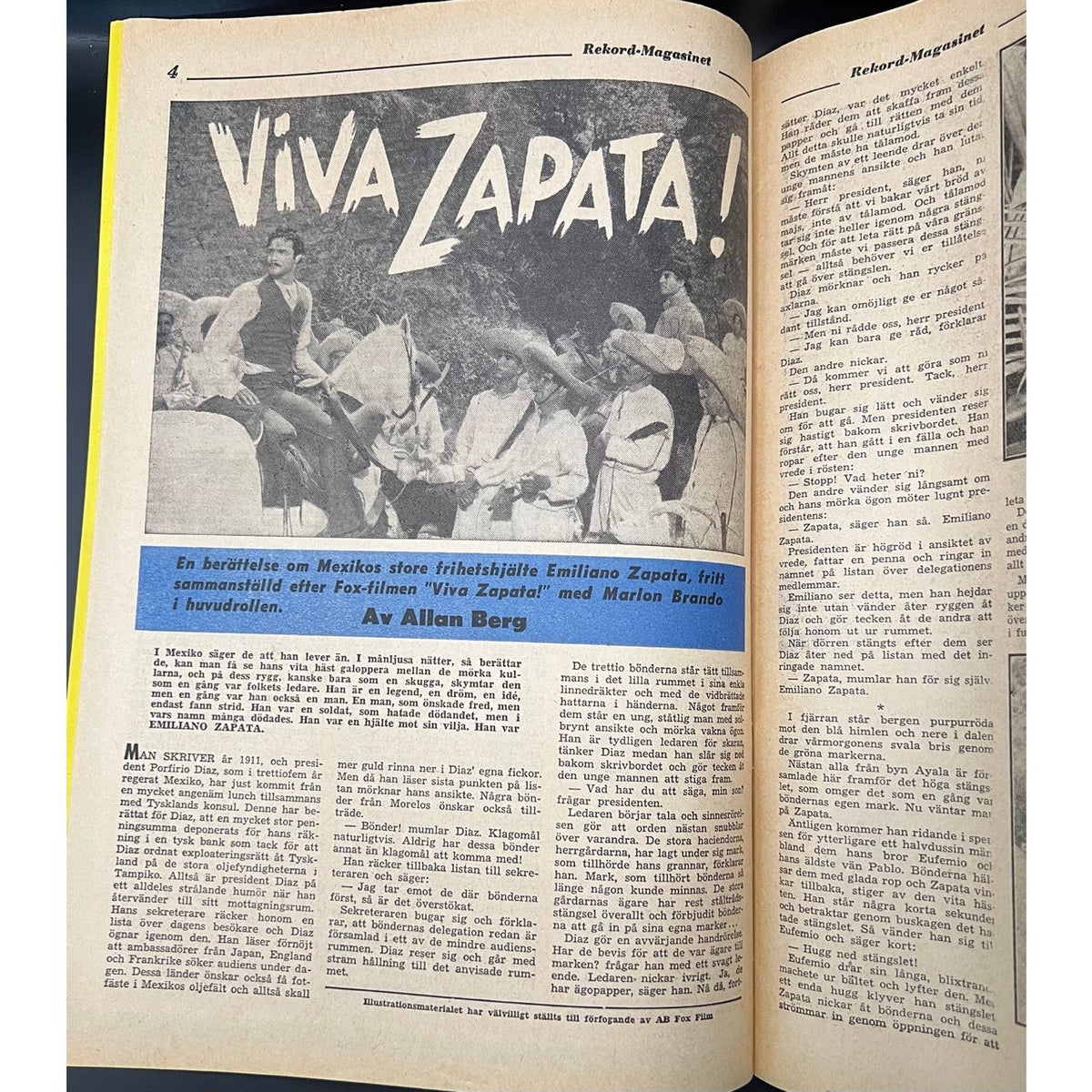 1955 Swedish Rekord Journal Marlon Brando Magazine Viva Zapata Godfather The Wild One Streetcar Named Desire