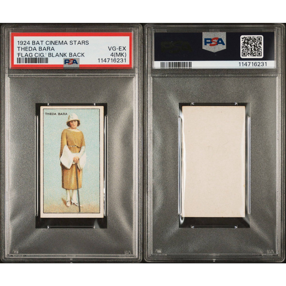 Incredibly Rare 1924 United Tobacco Theda Bara Tobacco Card PSA 6.5 Only 2 Graded! Silent Movie Star Cleopatra A Fool There Was Salome Vamp