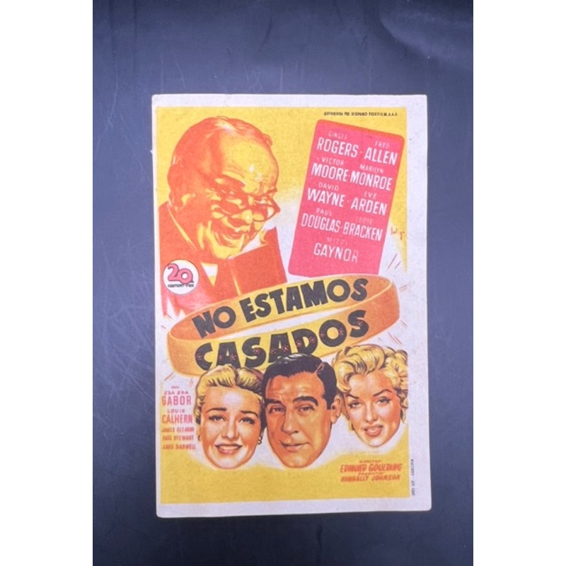 1952 Spanish Marilyn Monroe Movie Herald Handbill We're Not Married Hollywood, Playboy, Misfits, Seven Year Itch