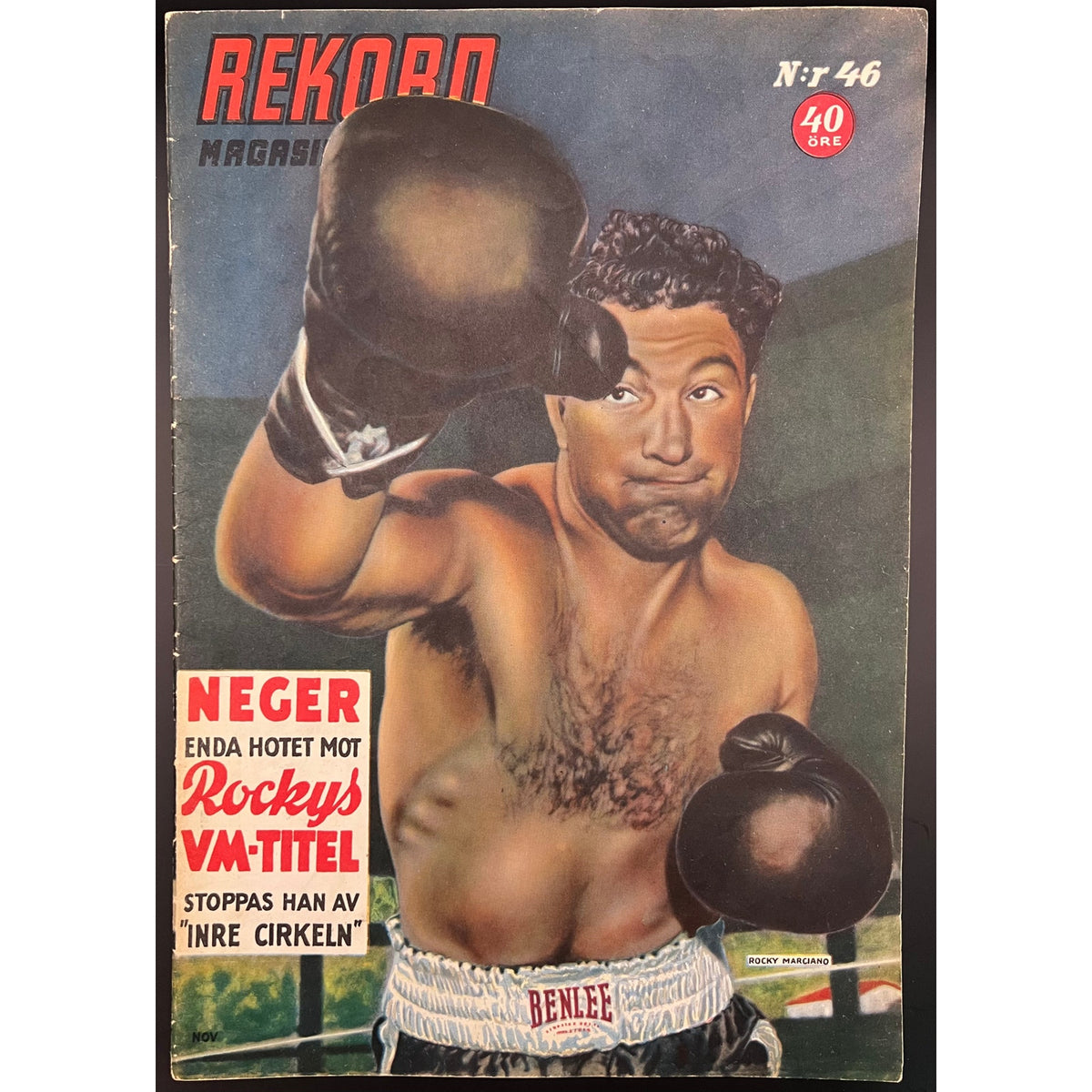 1954 Swedish Rekord Journal Rocky Marciano Magazine Boxing Brockton Blockbuster Rock from Brockton Undefeated