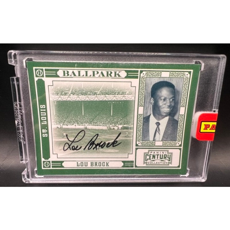 2010 Panini Century Lou Brock Auto On Card 2/10 St. Louis Cardinals, Chicago Cubs HOF Baseball Card