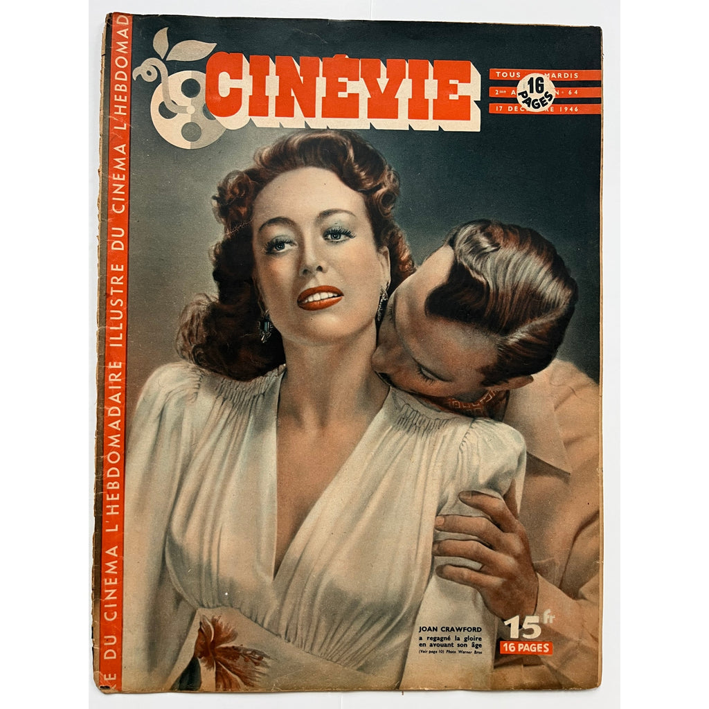 RARE Oversize 1946 French Joan Crawford Magazine Cinevie Grand Hotel, Sadie McKee, Baby Jane, Mildred Pierce, Berserk, Hollywood