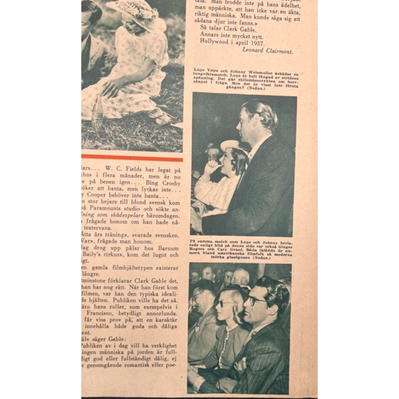RARE 1937 Gary Cooper Magazine Film Journalen Marco Polo, Pride of the Yankees