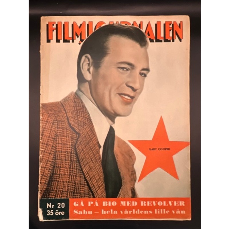 RARE 1937 Gary Cooper Magazine Film Journalen Marco Polo, Pride of the Yankees
